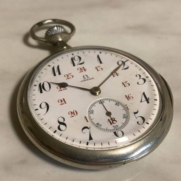 Antik Omega zsebóra, 50 mm, 1900-1910 - működő, nagyon szép állapotban