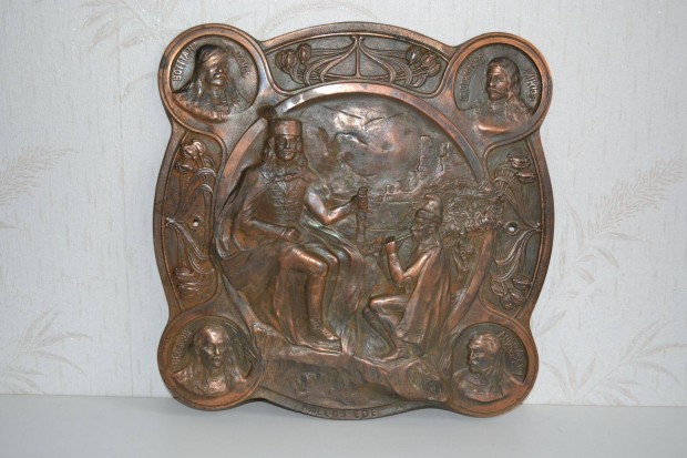 Antik Rkczi relief, bronzozott ntttvas