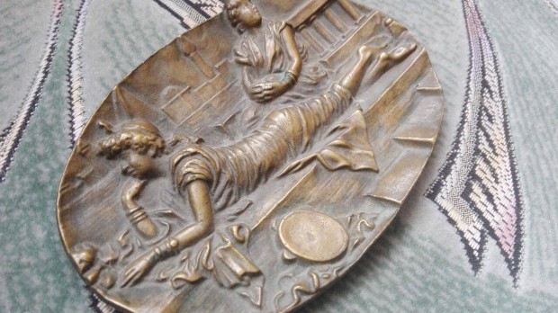 Antik Szecesszis asztali bronz dsz tl