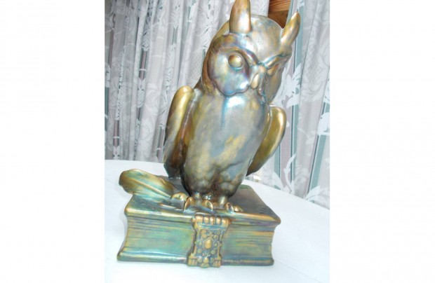 Antik Zsolnay eozin bagoly 30 cm