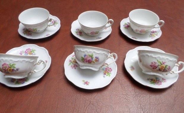 Antik Zsolnay porcelán kávés teás csésze készlet gyönyörű