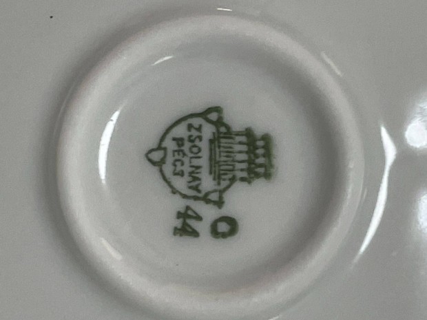 Antik Zsolnay porceln kszlet, fehr arany (1900 krli)