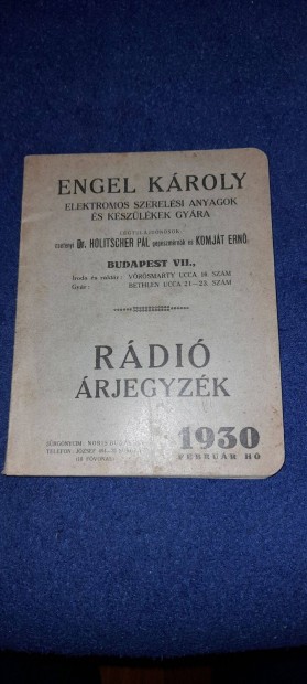 Antik , rgi Engel Kroly / EKA / rdi rjegyzk 1930.februr