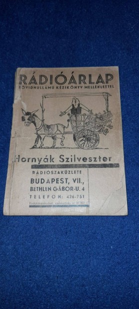 Antik , rgi Hornyk Szilveszter Rdi rlap '30 - as vek