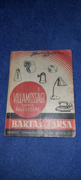 Antik , rgi , ritka Villamossgi cikkek rjegyzke '30 - as vek