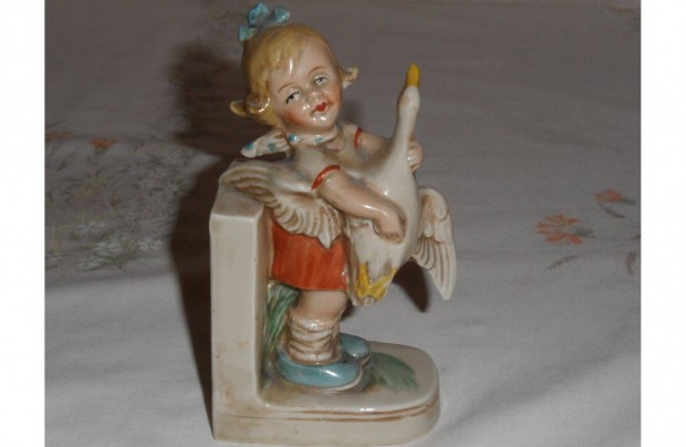 Antik, rgi nmet porceln figura, nipp, knyvtmasz