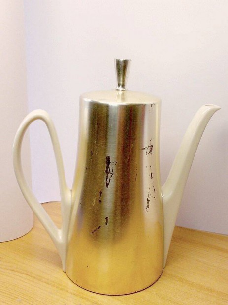 Antik artdeco kávés, teás, italos termosz porcelán betéttel Német