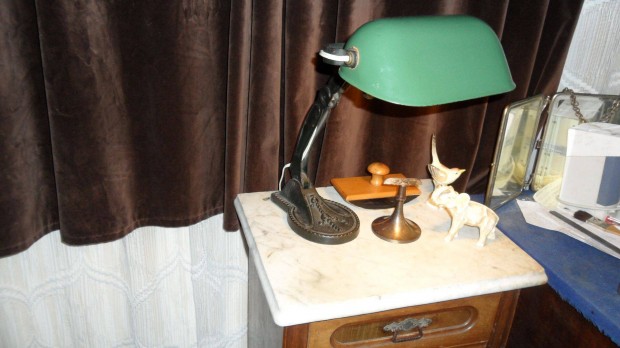 Antik banklmpa asztali lmpa eredeti "mves" kivitel, most lerazva