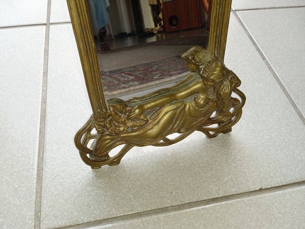 Antik bronz asztali tűkör