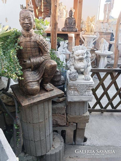Antik bronz ozott Knai katona 72cm Fagyll mk Japn kert szobor