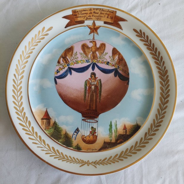 Antik francia Napóleon porcelán emléktányér