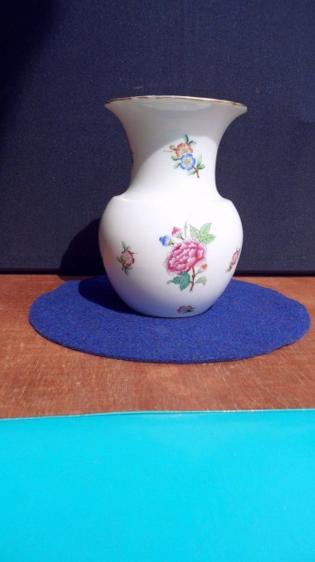 Antik herendi "Eton" festett minőségi porcelán váza vitrintárgy 1940