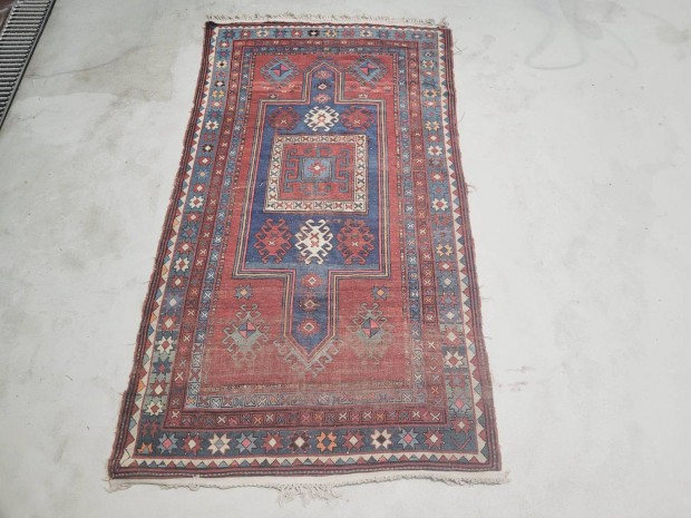 Antik kaukázusi 130x240 cm kézi csomózású gyapjú perzsa szőnyeg FF_40