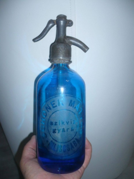 Antik kék szódásüveg schönek mátyás piliscsaba 0,5 liter