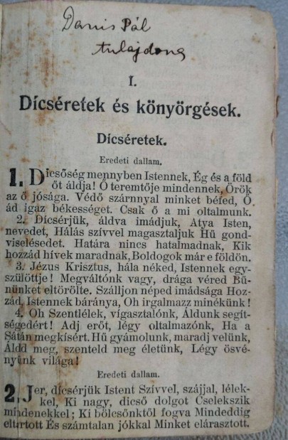 Antik keresztény énekes ,imádságos könyv