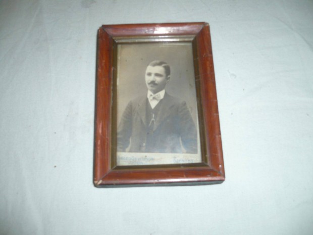 Antik kis férfi kép fotó képkeret 12,5x8,5cm