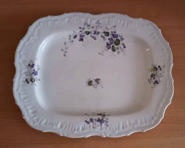 Antik nagy ibolyás porcelán tál a XIX. századból
