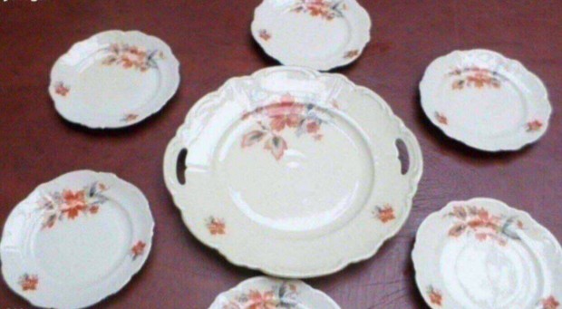 Antik porcelán tányér készlet süteményes