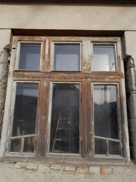 Antik rgi fa ablak 160x170, tbb mint 90 ves, feljtand, 2db