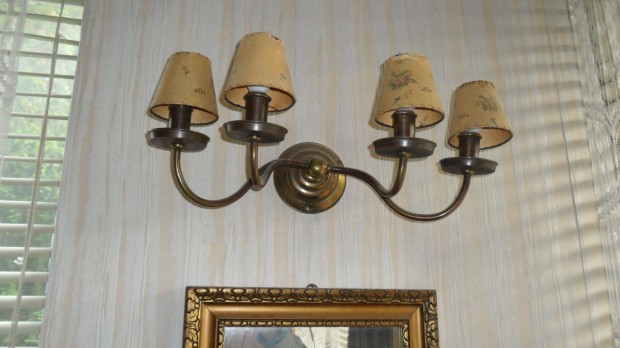 Antik rz 4 gs barokk nagymret falikar festett burs, asztali lmpa