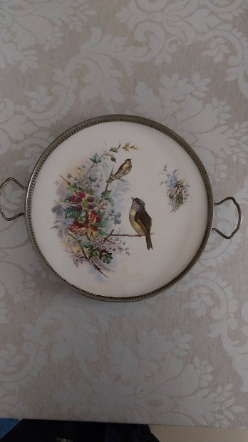 Antik s.sz.porcelán fajansz betétes tálca eladó!