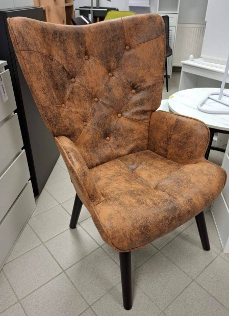 Antikolt hatású, eco bőr kárpitos, magas háttámlás fotel