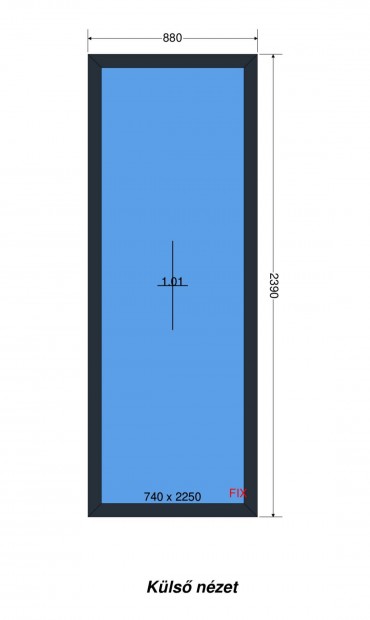 Antracit / Fehr 90 x 240 cm fix 3 rteg ablak