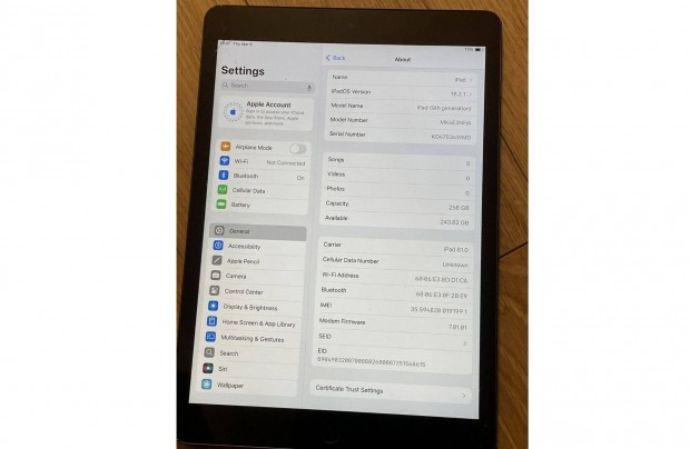 Apple Ipad 9. gen - 256Gb - sérült a kijelző de működik használható