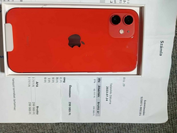 Apple Iphone 12 64GB krtyafuggetlen okostelefon piros