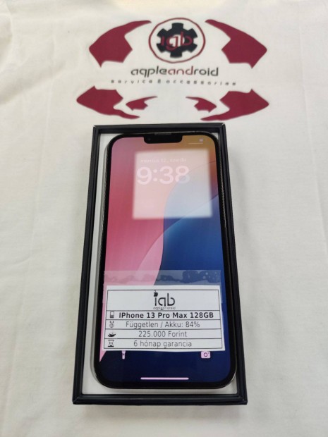 Apple Iphone 13 Pro Max 128GB fekete 84%-os akkuval fggetlen