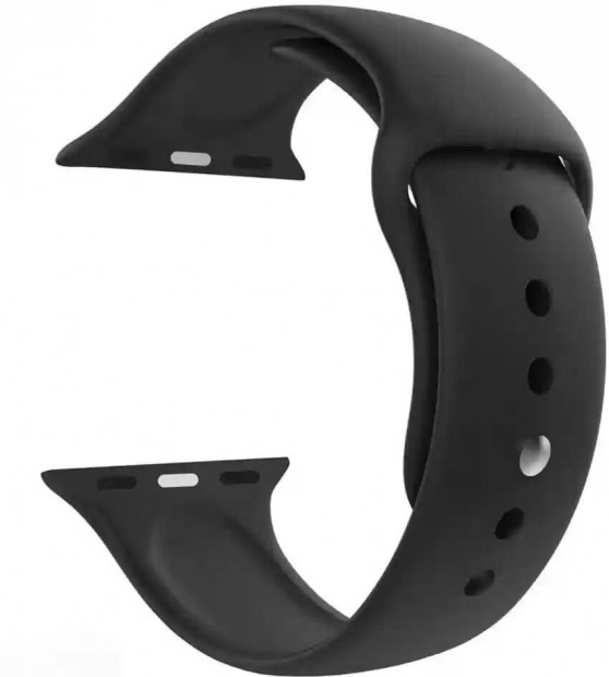 Apple Watch 42/44/45/49mm Fekete szilikon sport szj ('S' Mret)