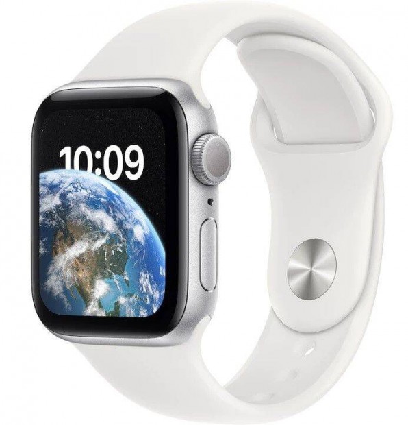 Apple Watch SE2 GPS, 40mm, Ezst alumnium tok, Fehr sportszjjal