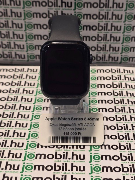 Apple Watch Series 8 45mm bluetoot GPS fekete flizott, dobozval