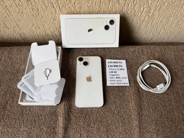 Apple, iphone, 13 Mini, 128 GB, Fggetlen, Fehr, White