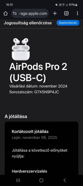 Apple airpods pro 2 1v garancival bontatlan 