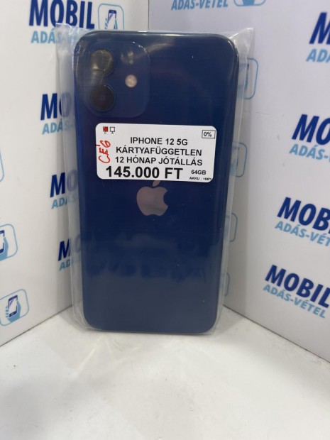 Apple iPhone 12 Krtyafggetlen 64 GB, 12 h garancia