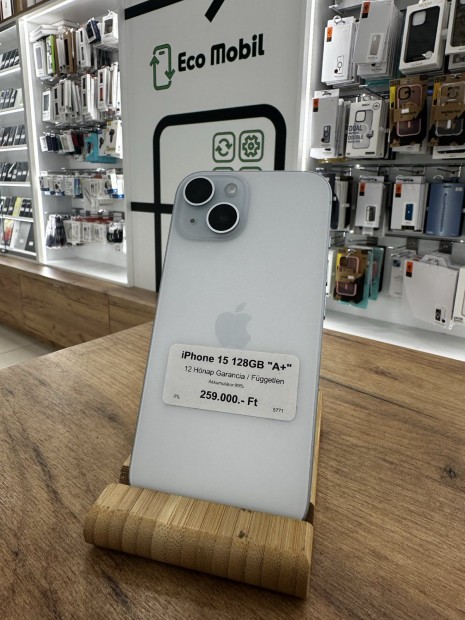 Apple iPhone 15 Kártyafüggetlen 128 GB, 12 hó garancia