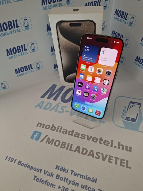 Apple iPhone 15 Pro K�rtyaf�ggetlen 128 GB, 12 h� garancia