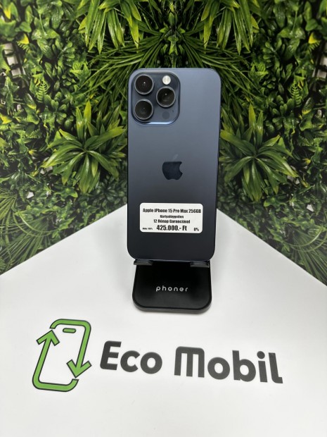 Apple iPhone 15 Pro Max Kártyafüggetlen 256 GB, 12 hó garancia