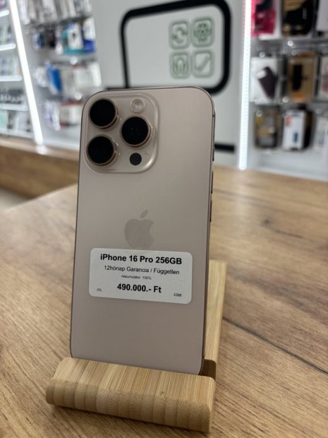 Apple iPhone 16 Pro Kártyafüggetlen 256 GB, 12 hó garancia
