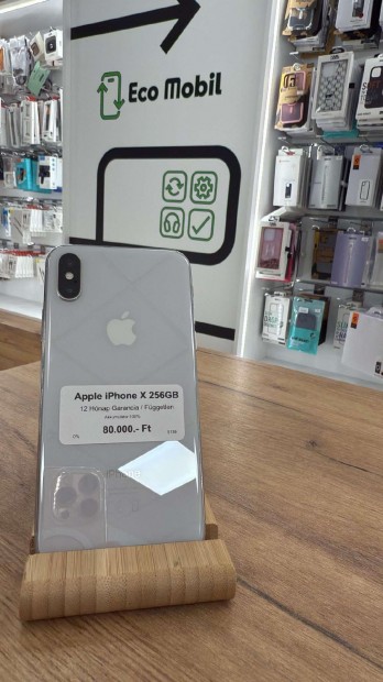 Apple iPhone X Kártyafüggetlen 256 GB, 12 hó garancia