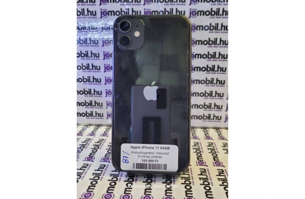 Apple iphone 11 64GB Fekete Fggetlen Jtllssal