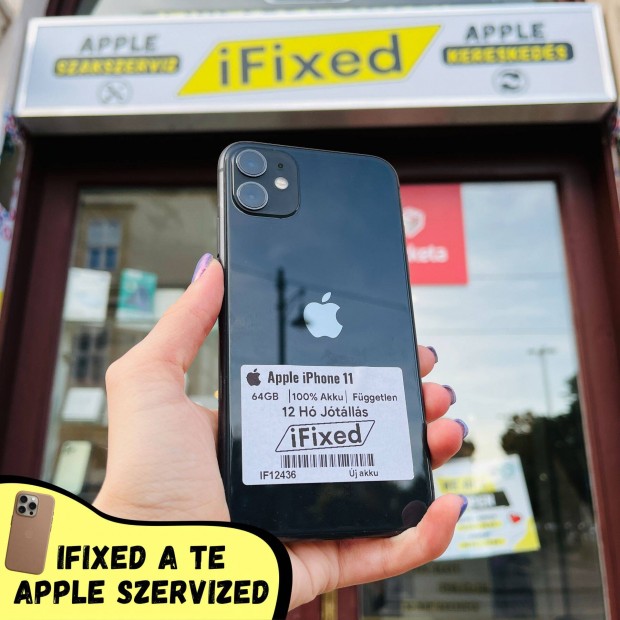 Apple iphone 11 Black 64GB 100% Akku 12 H Garancia #IF12436