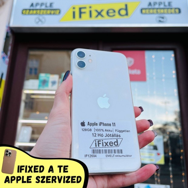 Apple iphone 11 White 128GB 100% Akku 12 Hgari IF12604