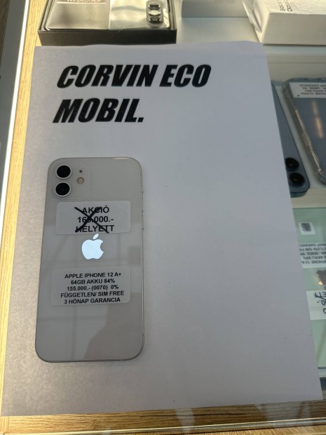 Apple iphone 12 5G Fehér 64GB Kártyafüggetlen Garanciával