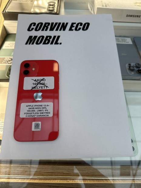 Apple iphone 12 5G Piros 64GB Kártyafüggetlen Garanciával