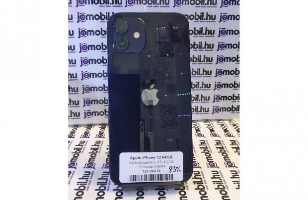 Apple iphone 12 64GB Fekete Fggetlen Jtllssal