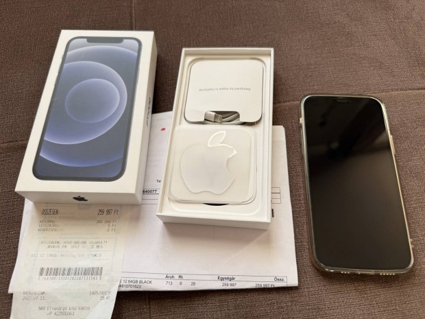 Apple iphone 12 64 gb fekete, krtyafggetlen, 7 hnap garancia!