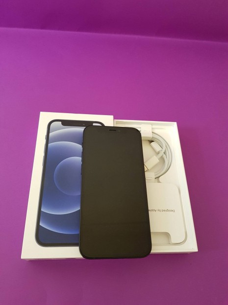 Apple iphone 12 Mini 64GB Fekete krtyafggetlen j llapot telefon e