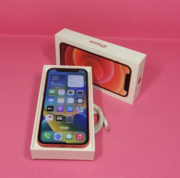 Apple iphone 12 Mini 64GB Red krtyafggtelen szp telefon elad!